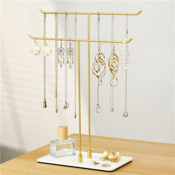 Necklace Stand Jewelry Organizer Gold Metal Necklace Holder Display for Home Dec - Picture 5 of 8